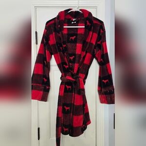 PINK Victoria's Secret Red and Black Plaid Women's Robe